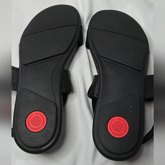 Fitflop Gracie Leather Back Strap Black Sandals Beach Vacation Women's 8 - Picture 5 of 8